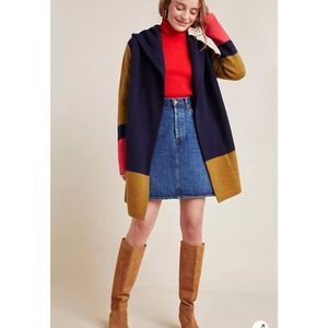 Anthropologie Colorblock Cardigan - Navy, Red, Mustard